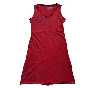MESSAGE FACTORY - RED Tunic sleeveless  A-line dress with bird print - medium